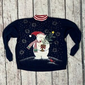 Vintage 90s Snowman Ugly Xmas Christmas Sweater 1990s Sweatshirt XSmall